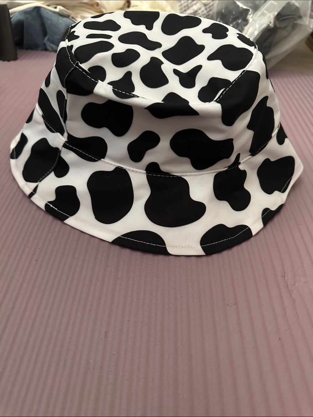 Kids Black & White Cow Print Bucket Hat